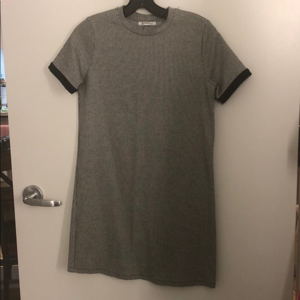Zara black and white striped tshirt dress